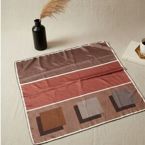 70s Halston Silk Scarf Brown Rust Geometric Stripe Print Square Neck Accessory